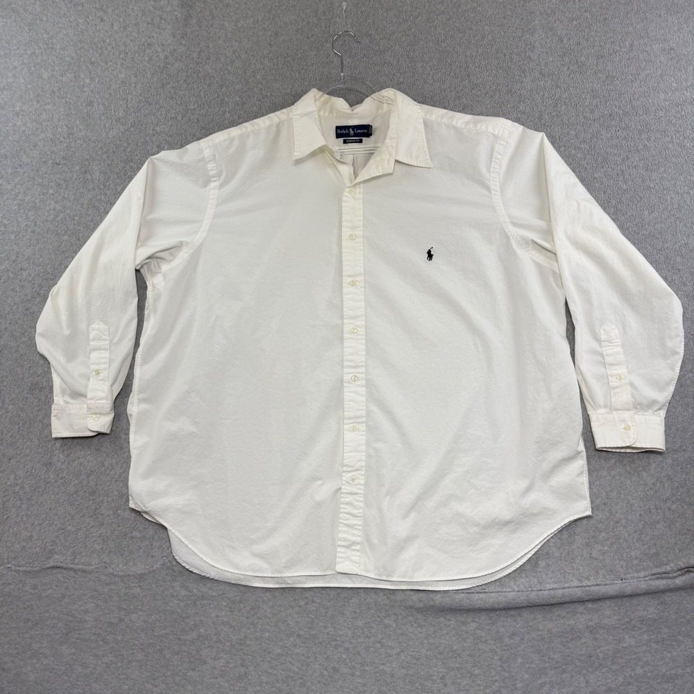Ralph Lauren Button Down Shirt Mens 3XB Big White Classic Fit Long Sleeve Cotton